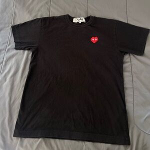 Comme des Garcons Black Tee with Red Heart Emblem